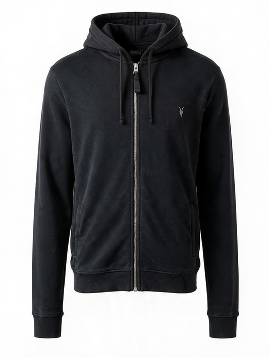 Raven Zip Hoodie Black