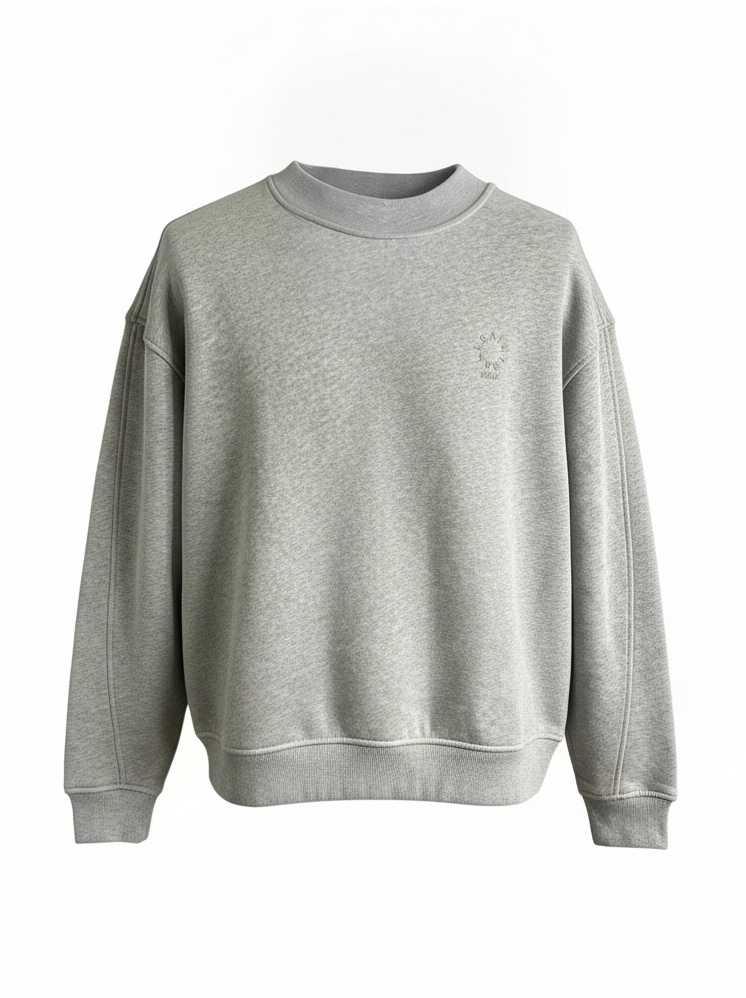 Haven Crew Neck Circle Embroidered Logo Grey Marl