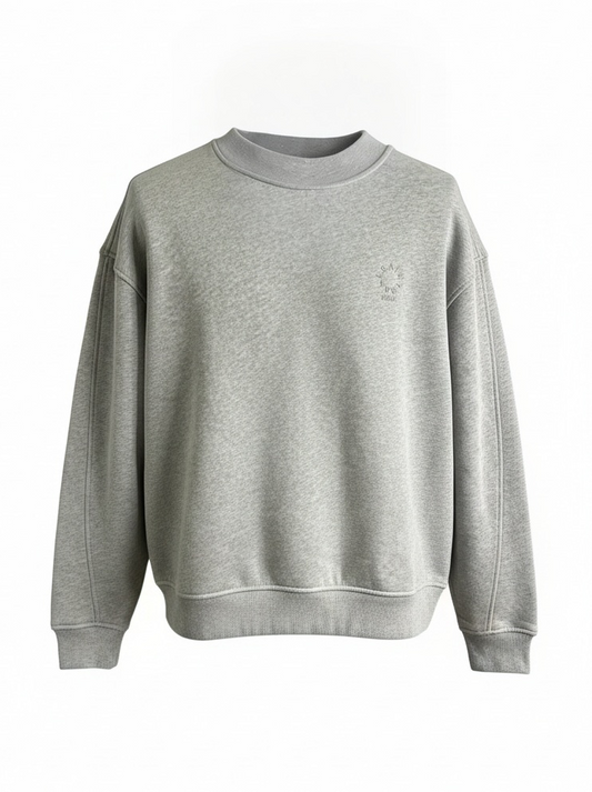 Haven Crew Neck Circle Embroidered Logo Grey Marl