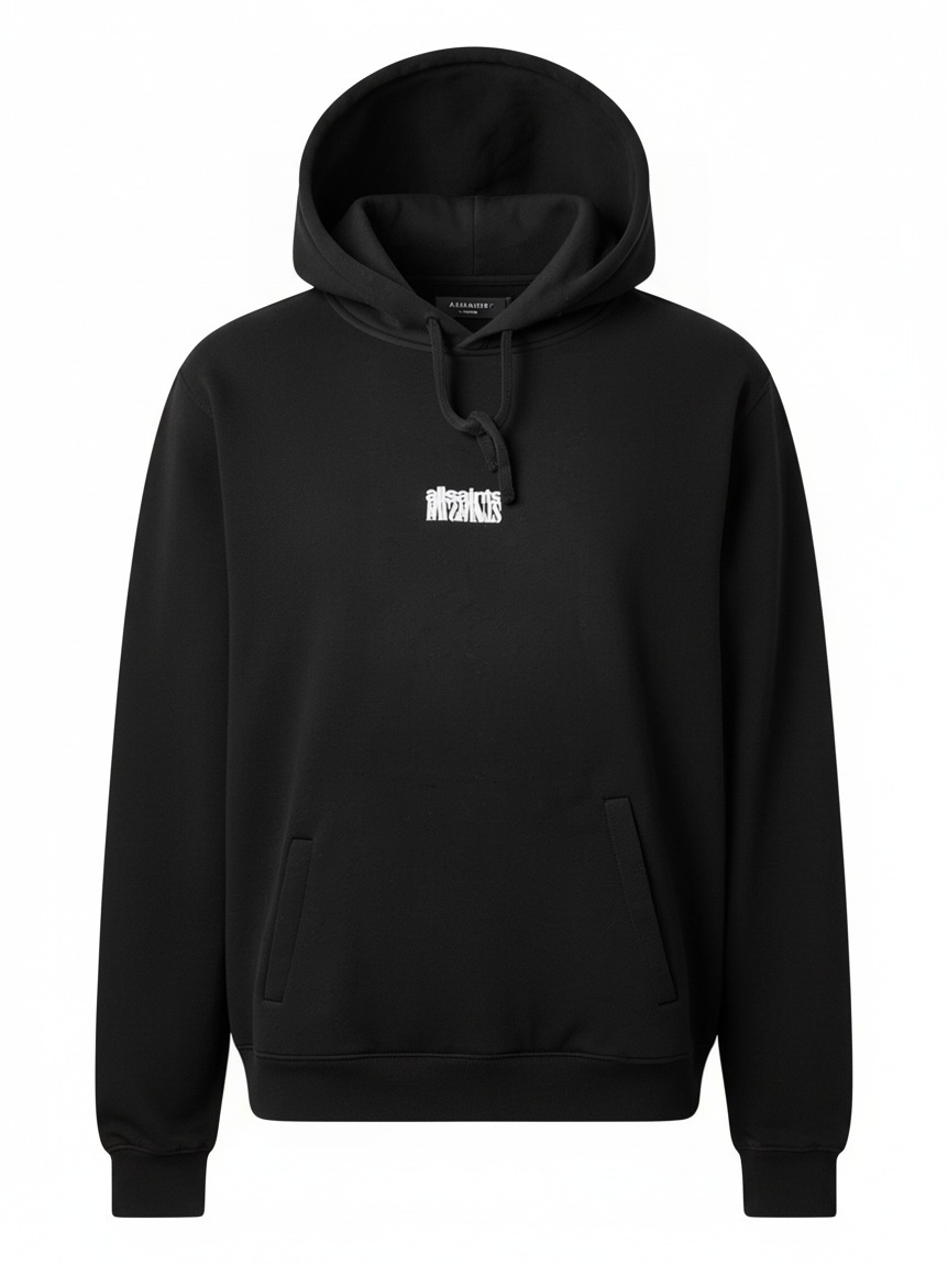 Black Hoodie Middle White Mirrored Logo