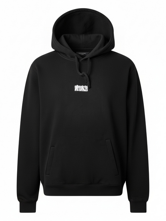 Black Hoodie Middle White Mirrored Logo